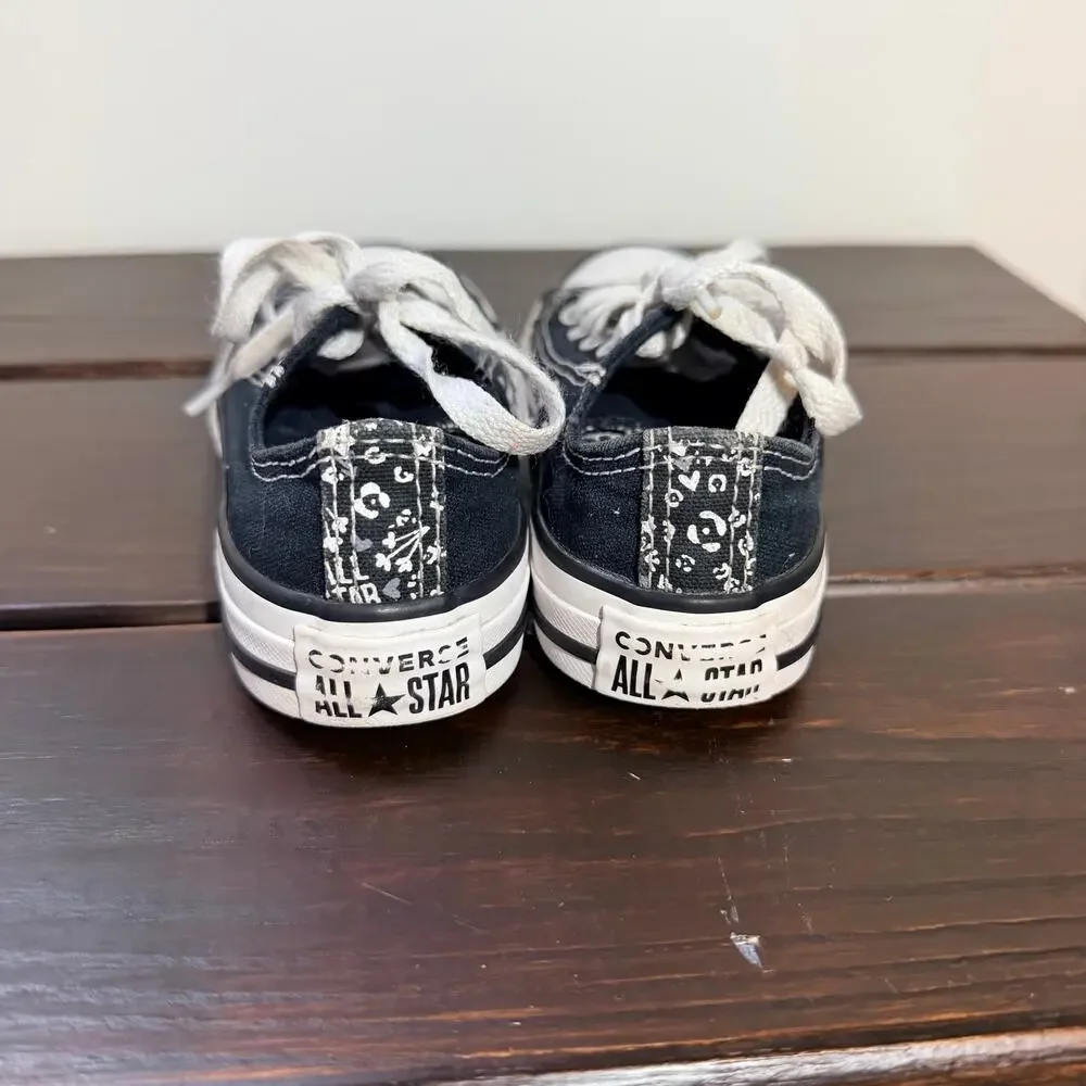 Converse All Star Double Tongue Low Black and White Junior Size 11 Y2K Vintage
